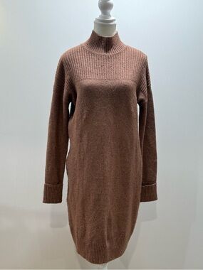 RW&CO. Brown Long Sleeve Mock Neck Sweater Dress